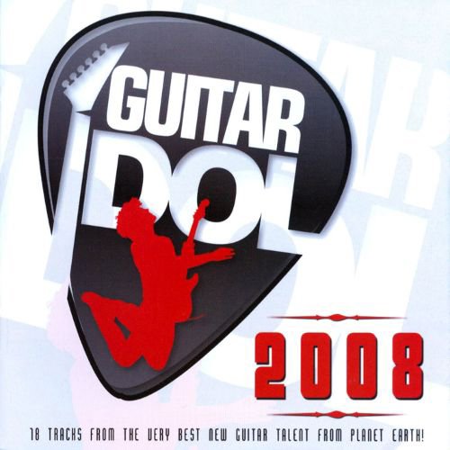 CD cover for "Guitar Idols 2008" featuring a guitar pick and silhouette.