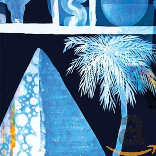 Blue stylized artwork ofL featuring a pyramid and a palm tree against a dark background.