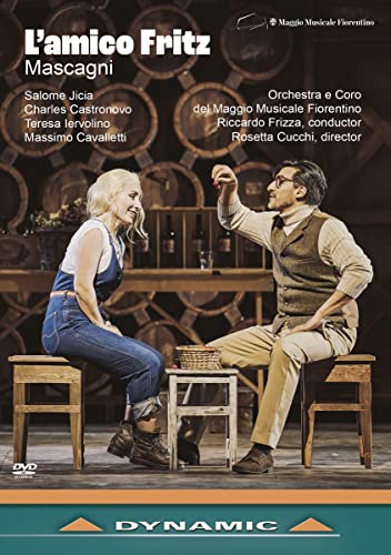 DVD cover for “L’amico Fritz” opera featuring two performers onstage.