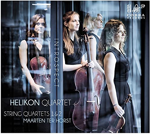 "CD cover featuring four women in black holding string instruments, with text overlay."