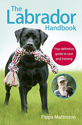 "Book cover featuring a black Labrador with rope toy and a woman hugging a dog."