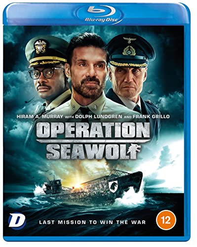 Operation Seawolf" Blu-ray cover featuring three men and a submarine in stormy seas.