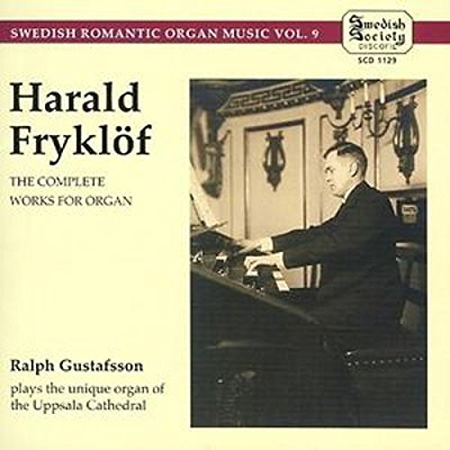 CD cover with man playing organ, pale yellow background, and red banner at top.