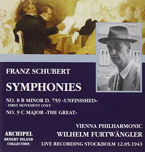 CD cover with blue background, featuring portrait and text about Schubert's symphonies.