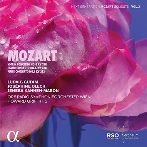 CD cover with a large pink rose and text listing Mozart concertos.