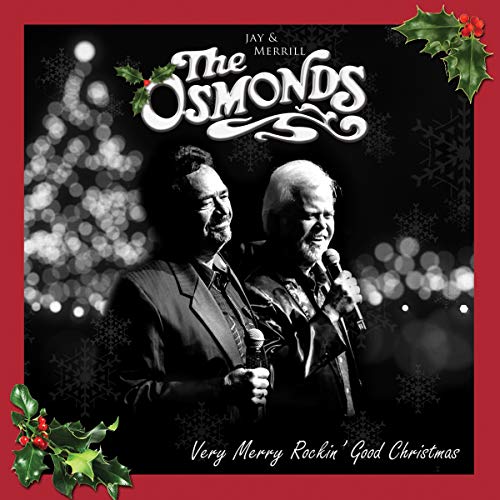 "Album cover featuring Jay and Merrill Osmond, with holly and red border."