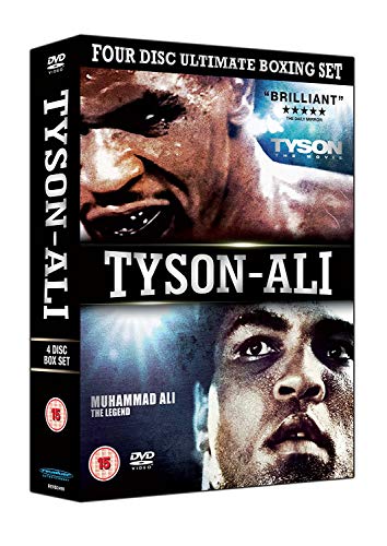 DVD box set featuring close-up images of Mike Tyson and Muhammad Ali's faces.