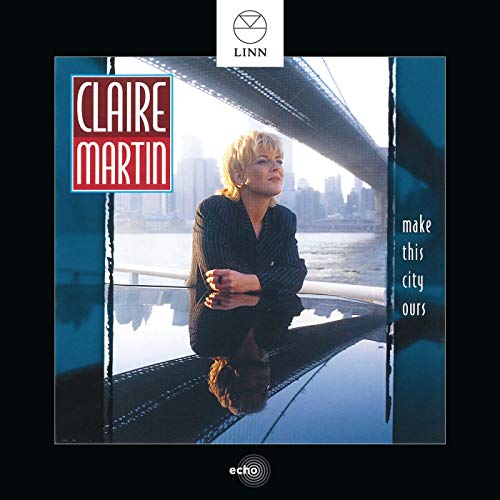 CD cover: Claire Martin portrait with a city skyline background.