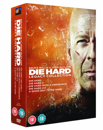 "Die Hard: Legacy Collection DVD box set with bruised Bruce Willis on the cover."