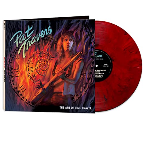 Pat Travers album cover and red vinyl record against white background.