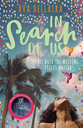 Book cover of "In Search Of Us" with a woman and palm trees.