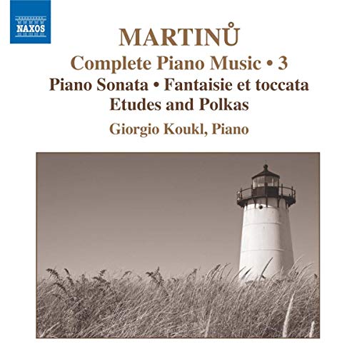 CD cover for Bohuslav Martinů piano music with a lighthouse image.