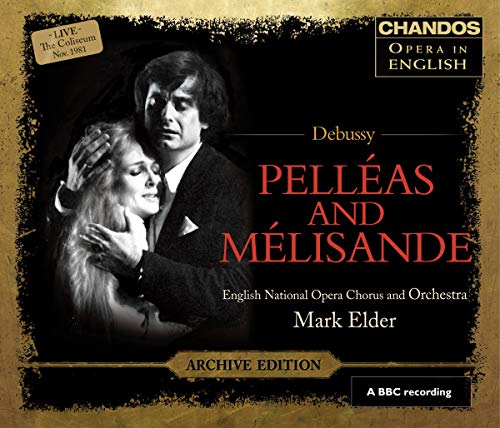 CD cover for Debussy's "Pelléas and Mélisande" opera, featuring two figures embracing.