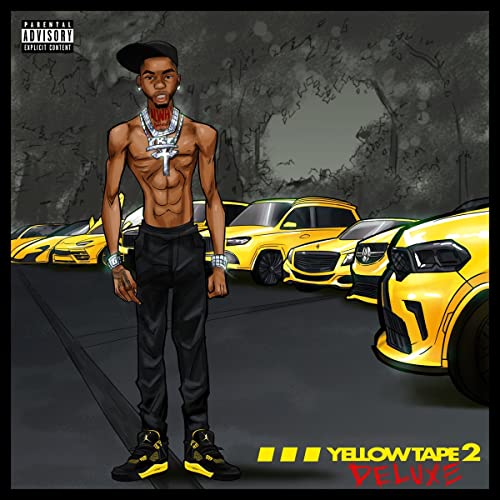 Key Glock album cover featuring a rapper and yellow cars.