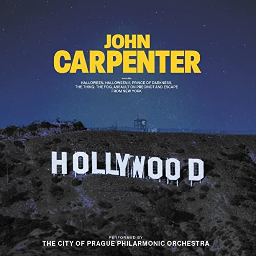 Vinyl album cover for John Carpenter’s “Hollywood Story” with Hollywood sign.
