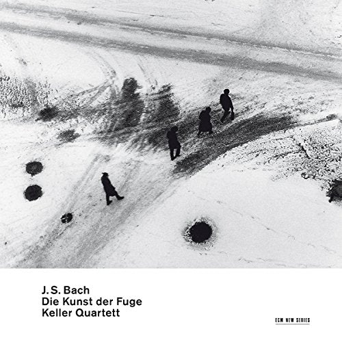 A black and white CD cover featuring silhouetted figures walking through a snowy landscape.