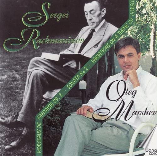 CD cover featuring portraits of composers Rachmaninov and Marshev.