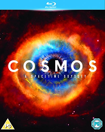 Blu-ray cover for Cosmos: A Spacetime Odyssey featuring a vibrant, eye-shaped nebula.