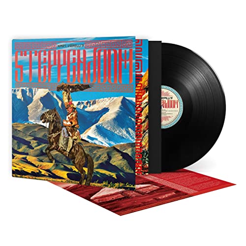 Vinyl record with cover art depicting a rider on horseback in mountains.