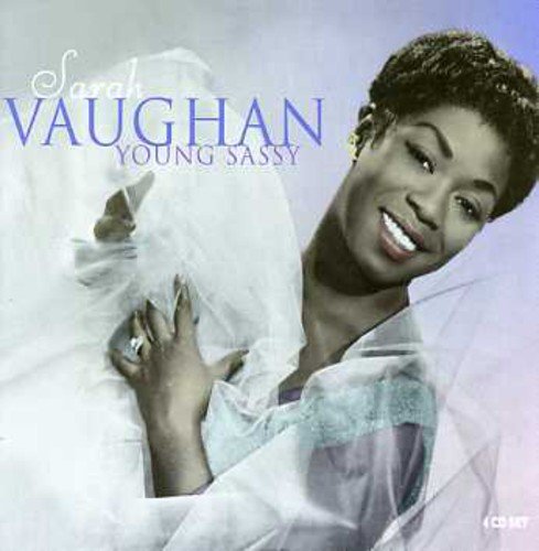 "Sarah Vaughan album cover featuring a smiling woman with a veil."