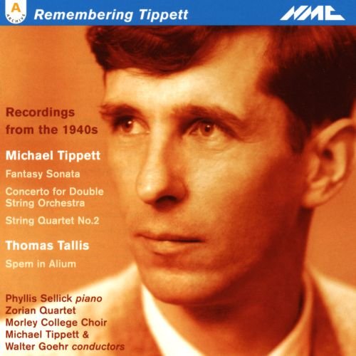 CD cover featuring a portrait of composer Michael Tippett, recordings from the 1940s.