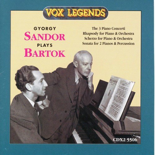 CD cover featuring Gyorgy Sandor and another man at a piano, blue border.