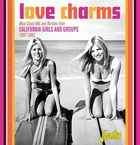 "CD cover with two blonde women in swimsuits kneeling on surfboards on a beach."