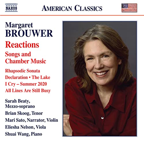 CD cover featuring composer Margaret Brouwer’s portrait and track listing.