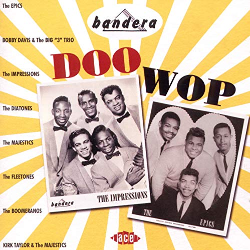CD cover for "Bandera Doo Wop" featuring black and white photos of vocal groups.