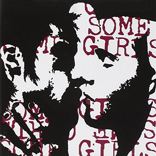 A pink and white album cover featuring a stylized illustration of multiple women's faces.