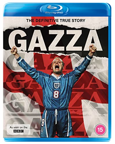 Blu-ray cover for "Gazza," featuring Paul Gascoigne in an England kit.