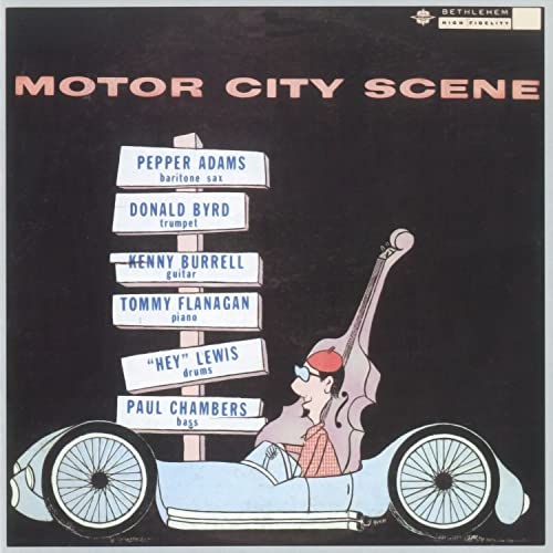 Record cover: "Motor City Scene" featuring musicians as a car illustration.