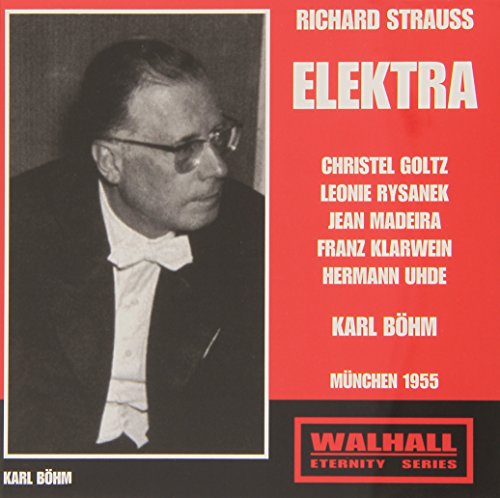 CD cover for Strauss’s *Elektra* featuring conductor Karl Böhm in portrait.