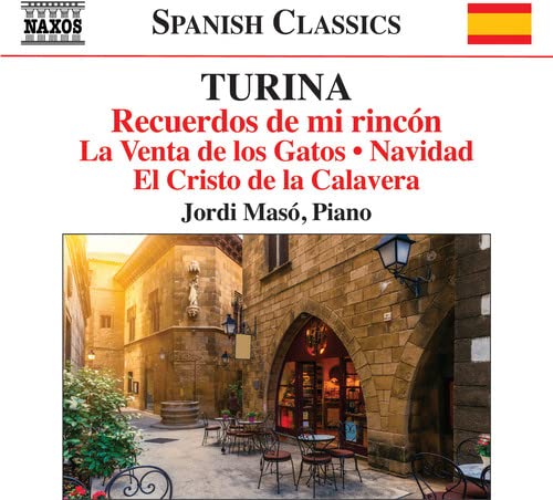 CD cover for Jordi Maso’s Spanish Classics piano album, featuring a street scene.