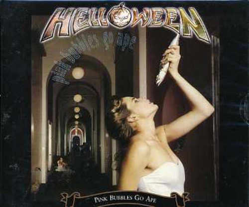 "Album cover with a woman holding a fish, arched hallway in the background."
