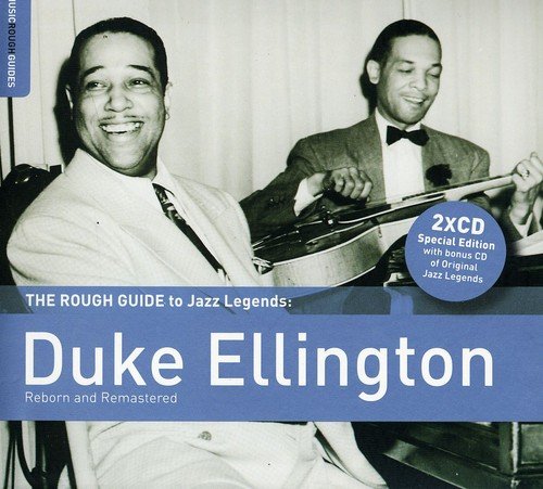 CD cover featuring Duke Ellington playing piano, with text and a blue background.