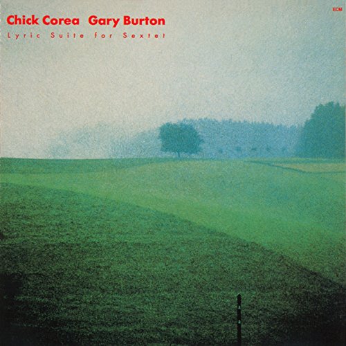 "Album cover featuring a serene landscape with green fields and trees, titled 'Lyric Suite'."