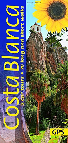 "Book cover with 'Costa Blanca' title, featuring a rocky cliff with a white tower."