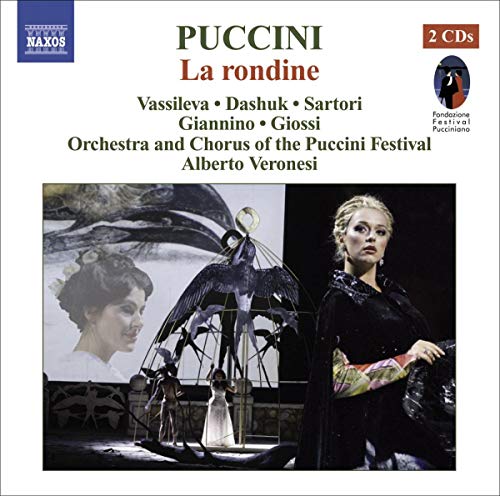 Puccini’s “La Rondine” CD cover featuring a soprano in costume.