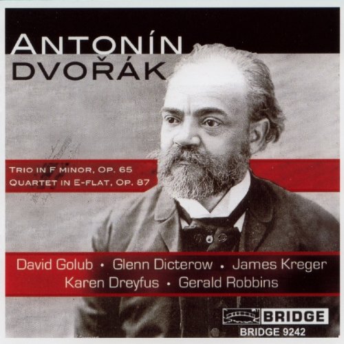 CD cover featuring Antonín Dvořák with red accents and performer names listed.