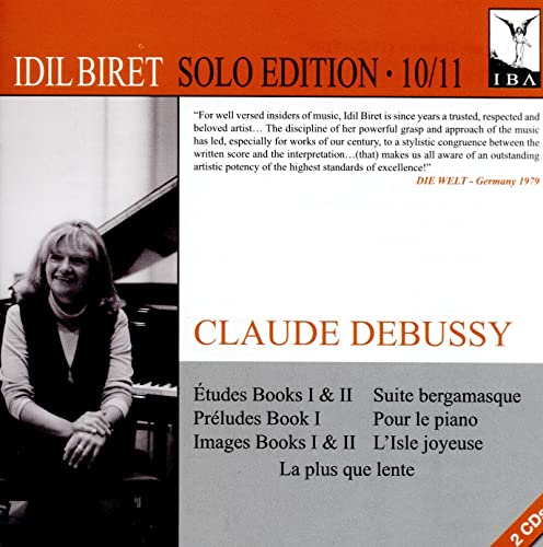 CD cover for Idil Biret performing Debussy, featuring a portrait of the pianist.