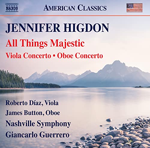 CD cover for Jennifer Higdonās āAll Things Majesticā with mountain landscape.