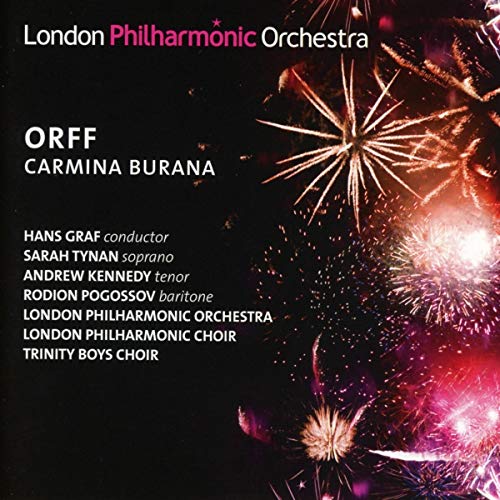 CD cover for Orff's Carmina Burana, featuring fireworks and text.