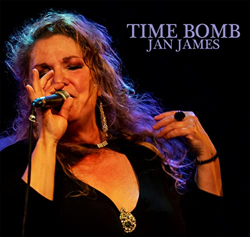Jan James album cover, featuring a woman singing into a microphone.