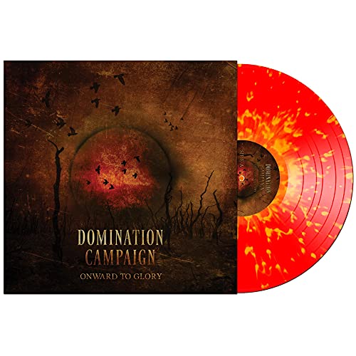 Vinyl record with a dark forest cover and bright orange, swirled disc.