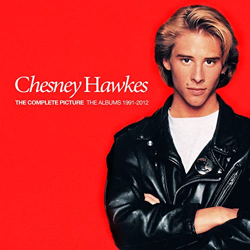 Chesney Hawkes album cover, red background, portrait of the artist.