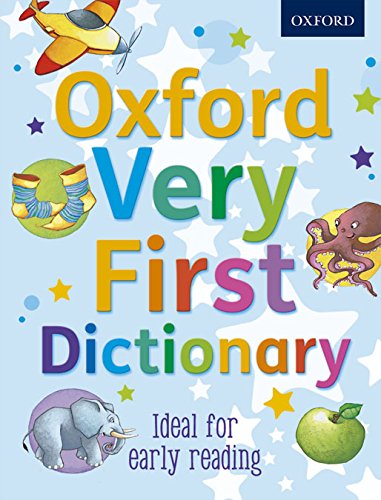 "Book cover with colorful title, cartoon illustrations, and light blue background with stars."