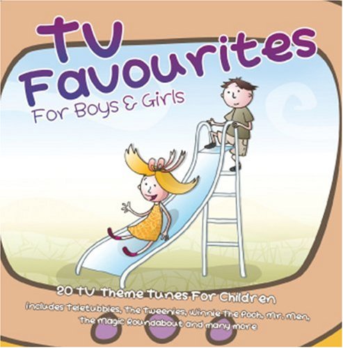 CD cover with cartoon children on a blue slide, titled “TV Favourites”.