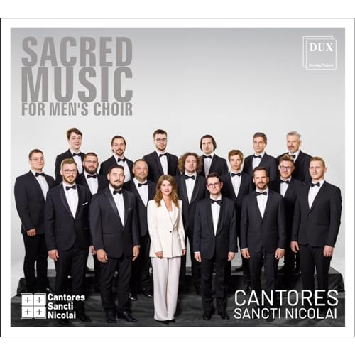 CD cover featuring a men’s choir and one woman in formal wear.