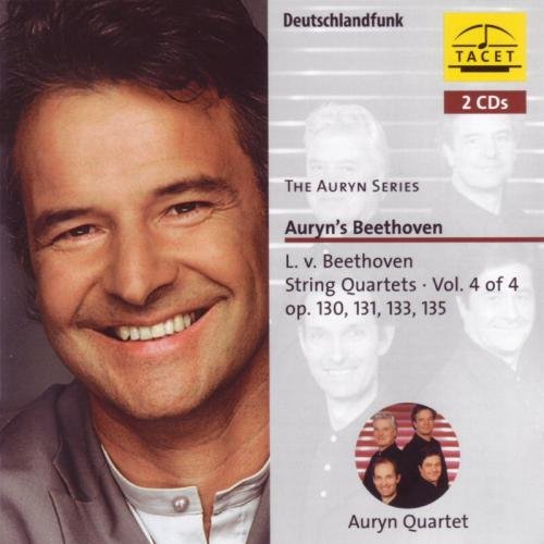 CD cover with Beethoven portrait, text, and Auryn Quartet members' photos.